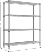 2800 LBS 59" W 4 Tier Storage Shelves Rack Metal Wire Shelving Unit, Storage - Image 3