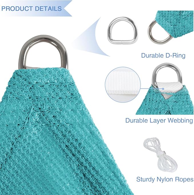 E&K Sunrise 4' x 4' x 4' Sun Shade Sail Triangle Canopy Shade Cover UV Block - Image 4