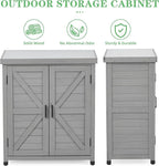 Outdoor Potting Bench with Storage Cabinet and Metal Top, Wood Workstation - Image 4
