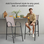 HOMREST Outdoor Bar Height Stools Set of 8, High Back Patio Chairs - Image 7