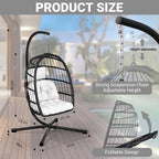 CHABATREE Egg Chair with Stand, Patio Rattan Wicker Hanging Swing Egg Chair - Image 4
