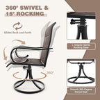 MELLCOM 5-Piece Outdoor Dining Set, 4 Swivel Rocker Chairs - Image 5