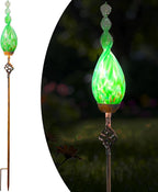 Solar Garden Lights Outdoor, Decorative LED Flame Garden Stakes, Hand Blown by Unknown
