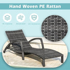 Chaise Lounge Chairs Outdoor Comfy Outside Wicker Patio Pool Lounge Chair w/ 5 - Image 5