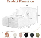 65.4" Chaise Lounge Chair Indoor, Oversized Boneless Couch Comfy Upholstered - Image 2