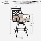 PHI VILLA Outdoor Swivel Bar Stools Set of 4，Patio Counter Height Bar Chairs - Image 2