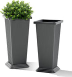 FENCY Set of 2 Tall Planters for Outdoor Plants, 24 Inch Large Tapered Pots by FENCY