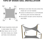 KANAGAWA Sun Shade Sail 10'x10' Gray Square UV Block Canopy Awning Shelter - Image 6