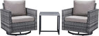 Belord Outdoor Bistro Set 3 Piece Wicker Swivel Rocker Patio Chairs, Oversize by Belord