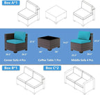 Outdoor Patio Furniture Set, 9 Pieces Outdoor Sectional Furniture Patio Sofa - Image 7