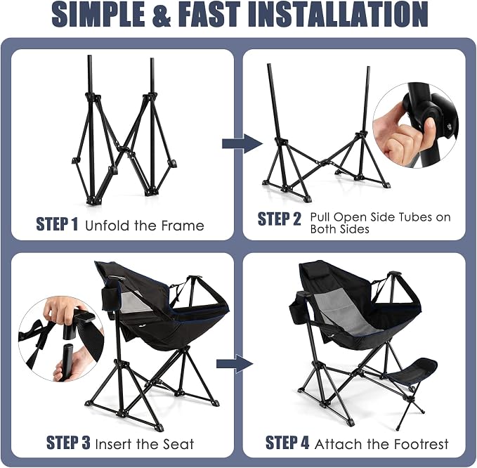 Tangkula Set of 2 Hammock Camping Chair, Portable Camp Chair - Image 5