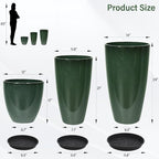 24/21/12 Inch Large Plastic Planter, Lightweight Ceramic-Look Tall Planters - Image 3