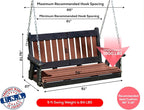 Mission Poly Lumber Wood 5FT Porch Swing Amish Craftsmandship Made in USA HDPE - Image 2