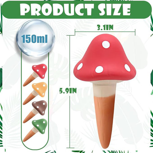 4PCS Terracotta Self Watering Spikes, Mushroom Shaped Self Watering Globes - Image 2