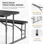 VINGLI Folding Picnic Table and Bench Set, Portable Outdoor Dining Furniture - Image 8