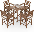 Patio Bar Table, Adirondack Chairs and Table 5 Pieces Set, Bar Height Chairs - Image 8