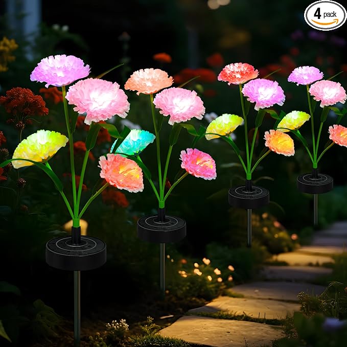 Upgraded Solar Garden Lights, 4 Pack Outdoor Solar Lights, New Round Panel by Unknown