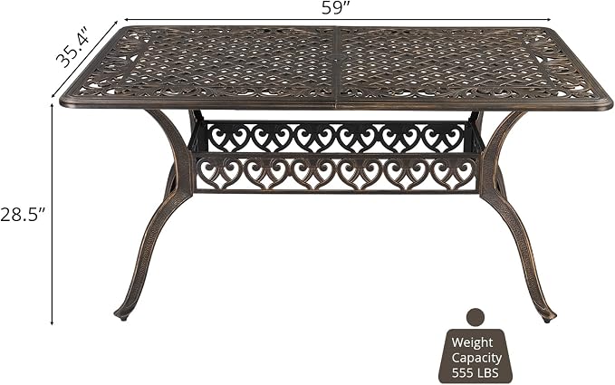 VINGLI 7 Pieces Outdoor Dining Set, Cast Aluminium All-Weather Patio Dining Set - Image 6