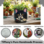 Handmade Stained Glass Black Cat Planter, Decorative Succulent Pot - Image 2