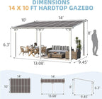 AECOJOY 14' x 10' Gazebo in White, Large Wall Mounted Gazebos on Clearance - Image 6