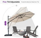 PURPLE LEAF 11 Feet Patio Umbrella Outdoor Cantilever Round Umbrella Aluminum - Image 8