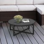 COSIEST Small Round Outdoor Coffee Table Dark Grey, Balcony and Living Room - Image 3
