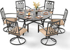 PHI VILLA 7 Pieces Round Outdoor Dining Set by PHIVILLAThepioneerofcomfortablehouseholdsupplies