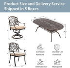 9-Piece Cast Aluminum Patio Furniture, Outdoor Dining Sets - Image 7