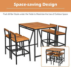 Tangkula 5-Piece Outdoor Acacia Wood Bar Table Set, Bar Height Outdoor and - Image 5