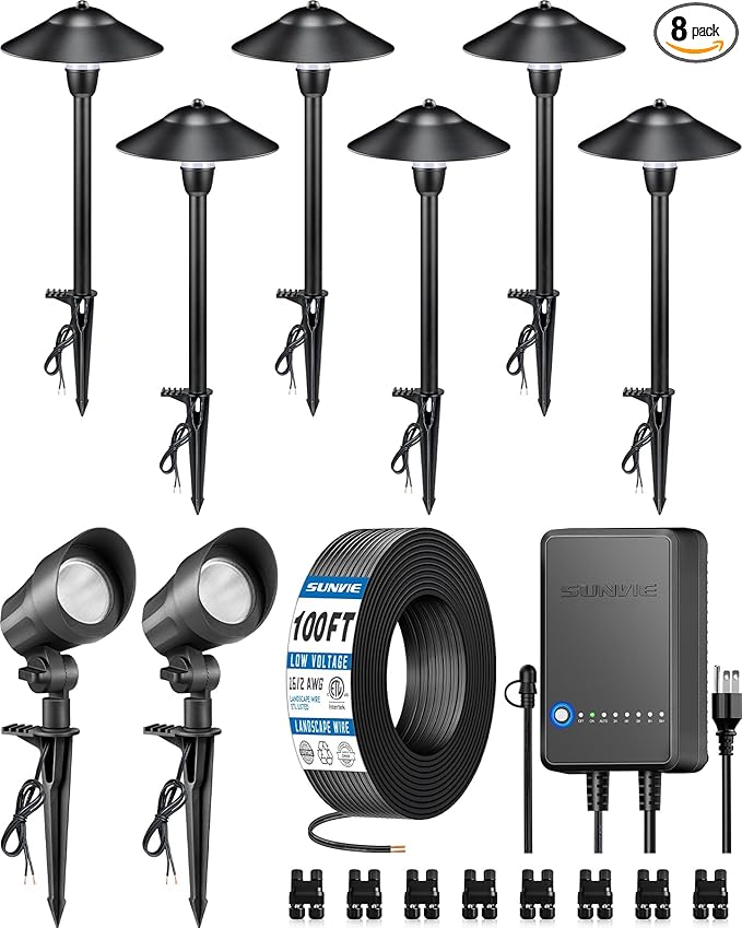 SUNVIE All-in-ONE Landscape Lighting Kit 6-Pack LED Outdoor Pathway Lights by SUNVIE