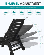 SERWALL Patio Chaise Lounge Chair, Poly Lounge Chair - Image 4