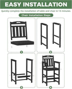 Outdoor Patio Tall Adirondack Bar Chairs Set of 2, All-Weather HDPE Bar Height - Image 5