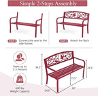 Giantex 50”Outdoor Bench with Cast Iron Backrest & Ergonomic Armrest, 600 lbs - Image 3