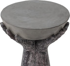 COSIEST Set of 2 Outdoor Side Table, Two Hands-Shaped Base w Round Top Accent - Image 5