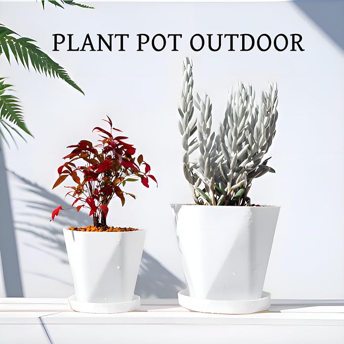 InmeRun Plant Pots Indoor Plastic Flower Pots Outdoor 5 inch Set of 6 Pack - Image 3