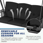U-MAX 3-Seat Porch Swing Chair Steel Frame, Patio Swing Chair - Image 2