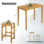 Tangkula 7 Piece Outdoor Acacia Wood Bar Table Set, Space-Saving Patio Dining - Image 4
