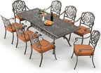 Cast Aluminum Patio Furniture Set 9-Piece Outdoor Dining Set Includes 86.6’’ - Image 7