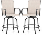 Giantex Set of 2 Swivel Outdoor Bar Stools, All-Weather Bar Height Patio Chairs by Giantex