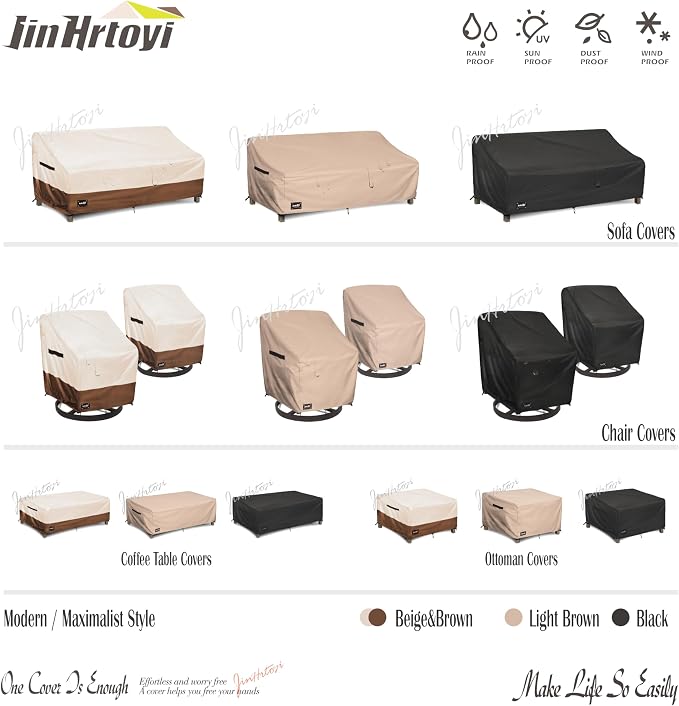 JinHrtoyi Patio Square Table Cover, 40Wx40Dx23H Inches 100% Waterproof Heavy - Image 6