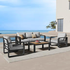 Aluminum Outdoor Patio Furniture Set, 4 Piece Oversized Patio Conversation Sets by Oasbira