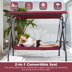 800LBS Patio Swing with Canopy 3 Seat Outdoor Porch Swing with Stand w/Cup - Image 2