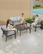 Patio Sofa Chairs Set of 2, Never-Rust Aluminum Outdoor Armchair - Image 2