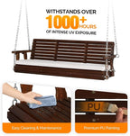 VINGLI Wooden Porch Swing, Heavy Duty 880 LBS Hanging Patio Bench - Image 2