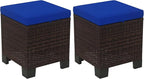 Outsunny 2 Pieces Outdoor Patio Ottomans, All Weather Wicker Outdoor Footstools by Outsunny