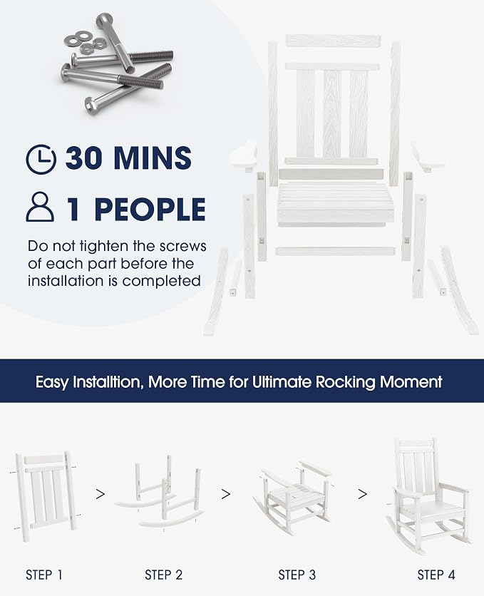 KINGYES Oversized Outdoor Rocking Chair Set of 8, All-Weather Patio Rocking - Image 6