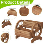 Wooden Wagon Planter Outdoor Flower Cart - Image 6