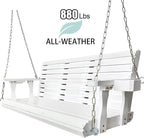 Wooden Porch Swing 3-Seater, High Backrest and Deep Seat, Bench Swing - Image 3
