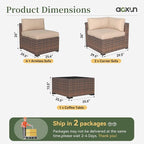 Aoxun 7 Piece Patio Furniture Set Wicker Rattan Patio Conversation Set Outdoor - Image 8