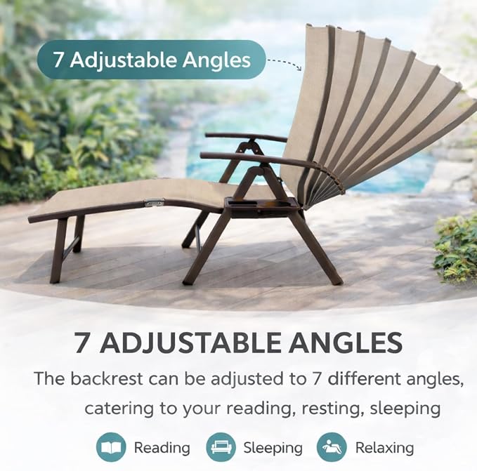 Kozyard Aluminum Outdoor Chaise Lounge Chair, Adjustable Reclining Patio Lounge - Image 7